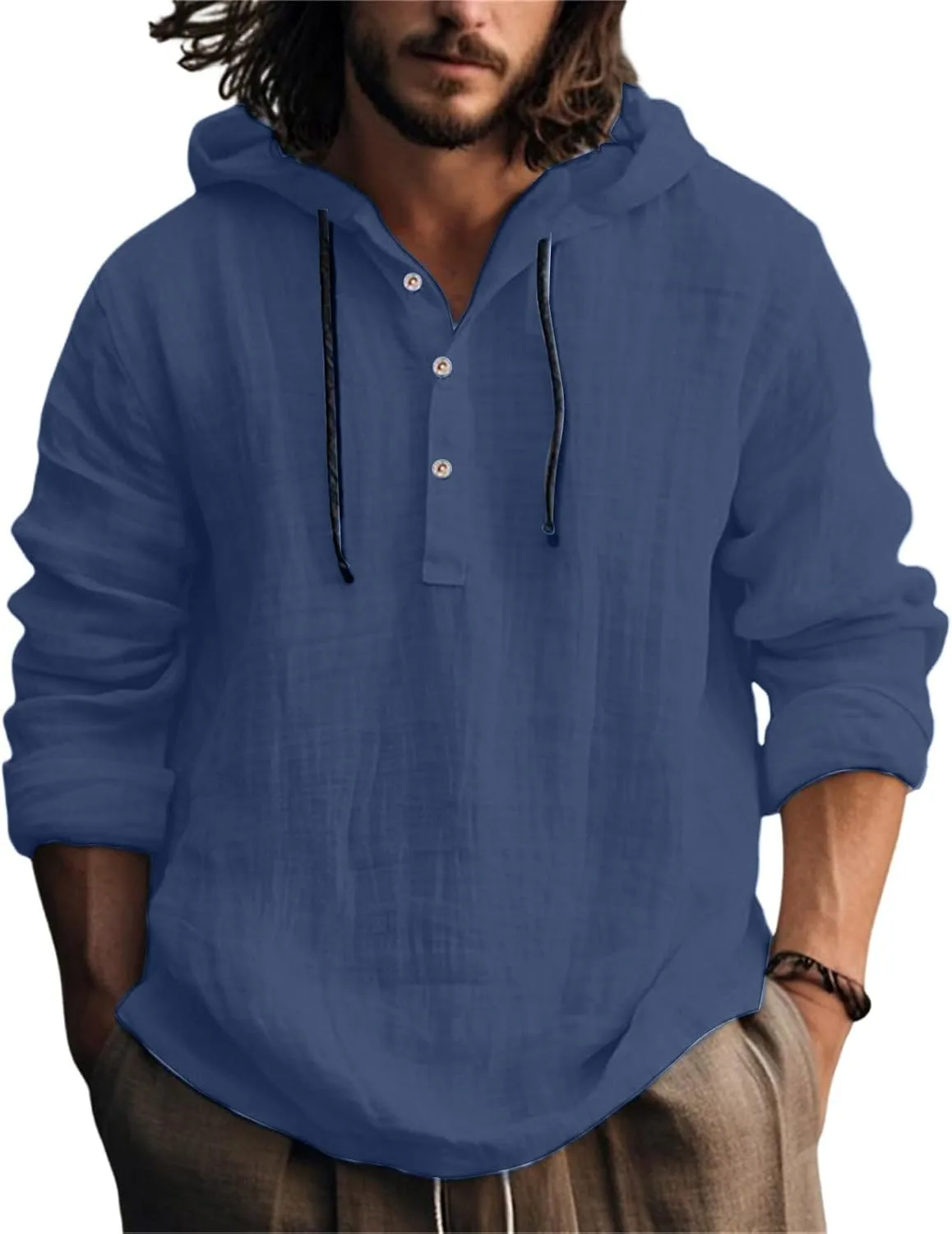 Льняная худи с капюшоном для мужчин, легкая, на пуговицах, свободного кроя Bakgeerle
Льняная худи с капюшоном для мужчин, легкая, на пуговицах, свободного кроя Bakgeerle