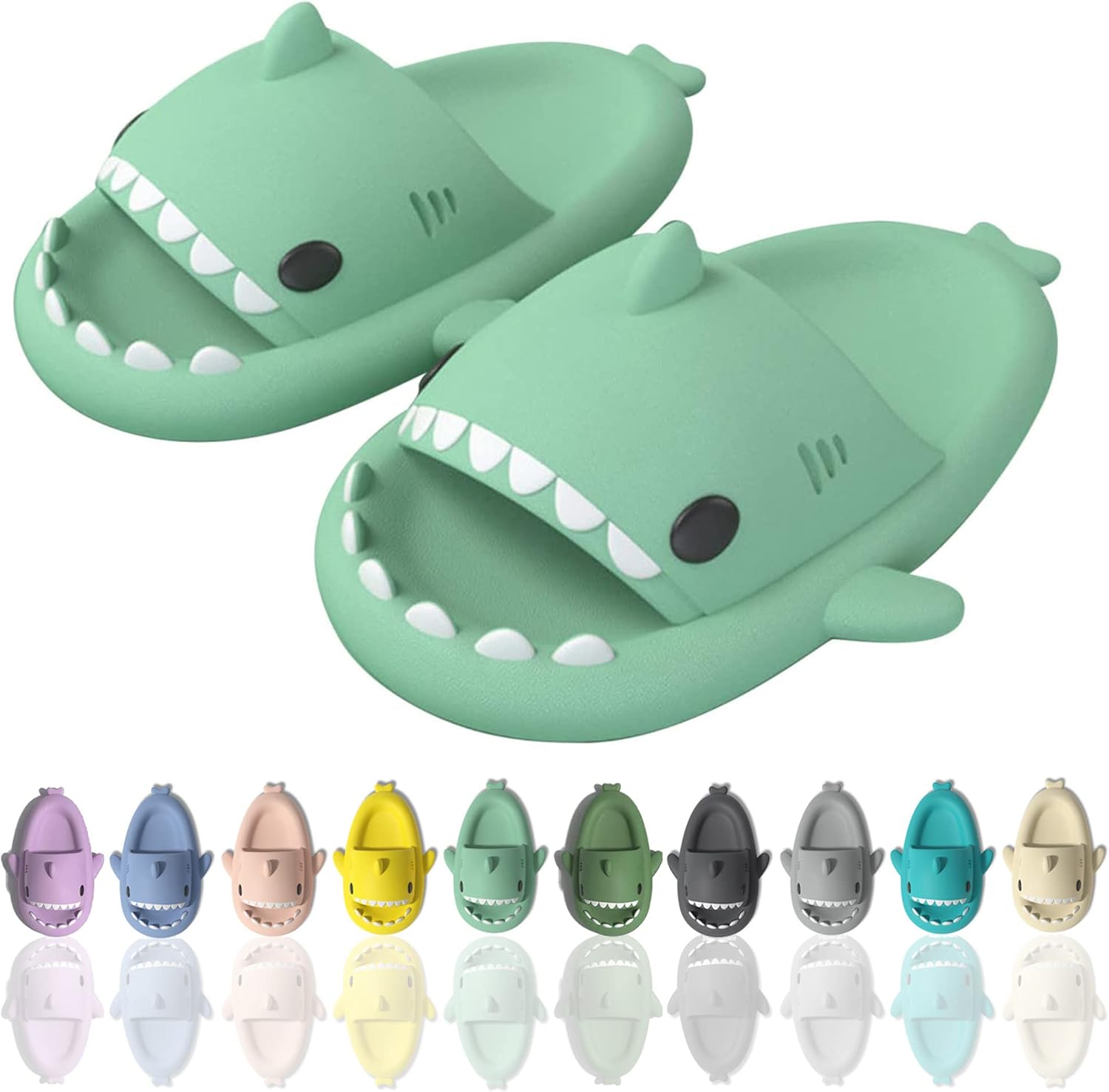 Шлепанцы Sharllen Shark для женщин и мужчин с милым забавным мультяшным дизайном, противоскользящие, с открытым носком, легкие летние шлепанцы с акулой, зеленый
Шлепанцы Sharllen Shark для женщин и мужчин с милым забавным мультяшным дизайном, противоскользящие, с открытым носком, легкие летние шлепанцы с акулой, зеленый