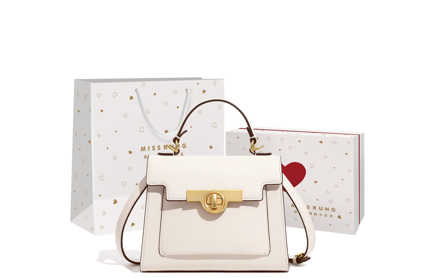 Miss Kung Глянцевая шагреневая кожаная сумка Келли через плечо женская белая, Ecru/Packaging
Miss Kung Глянцевая шагреневая кожаная сумка Келли через плечо женская белая, Ecru/Packaging