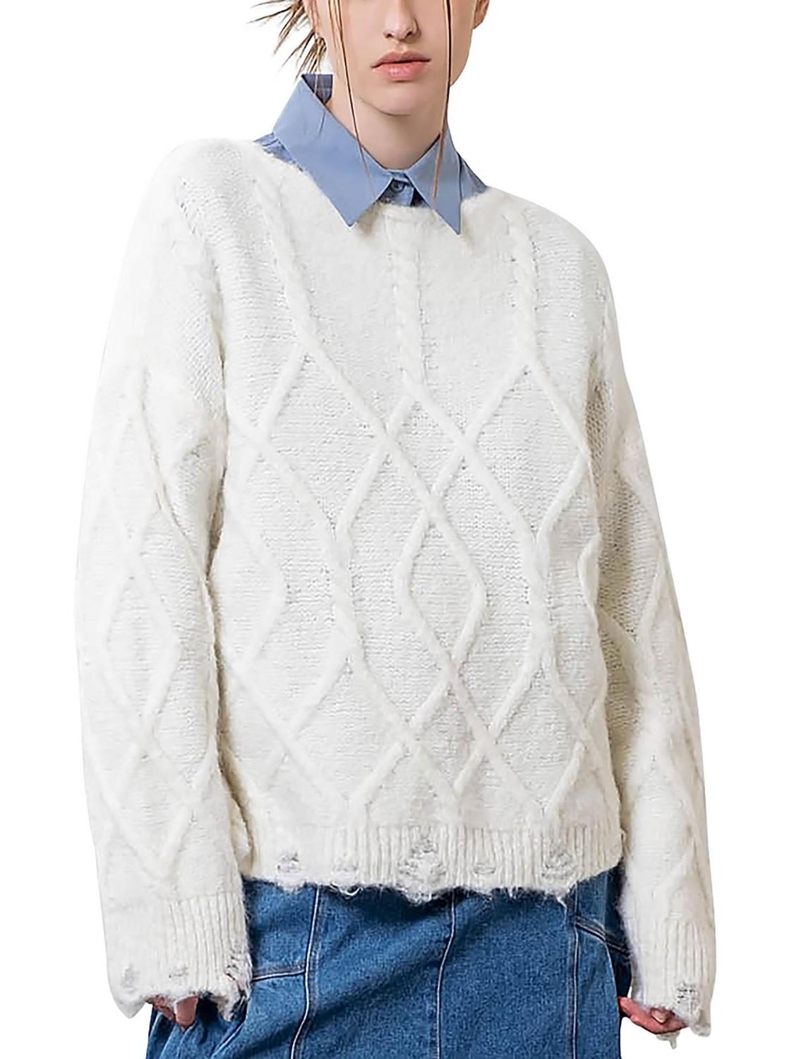 Женский свитер-пуловер из смеси шерсти и кос MOON RIVER, слоновая кость
Женский свитер-пуловер из смеси шерсти и кос MOON RIVER, слоновая кость