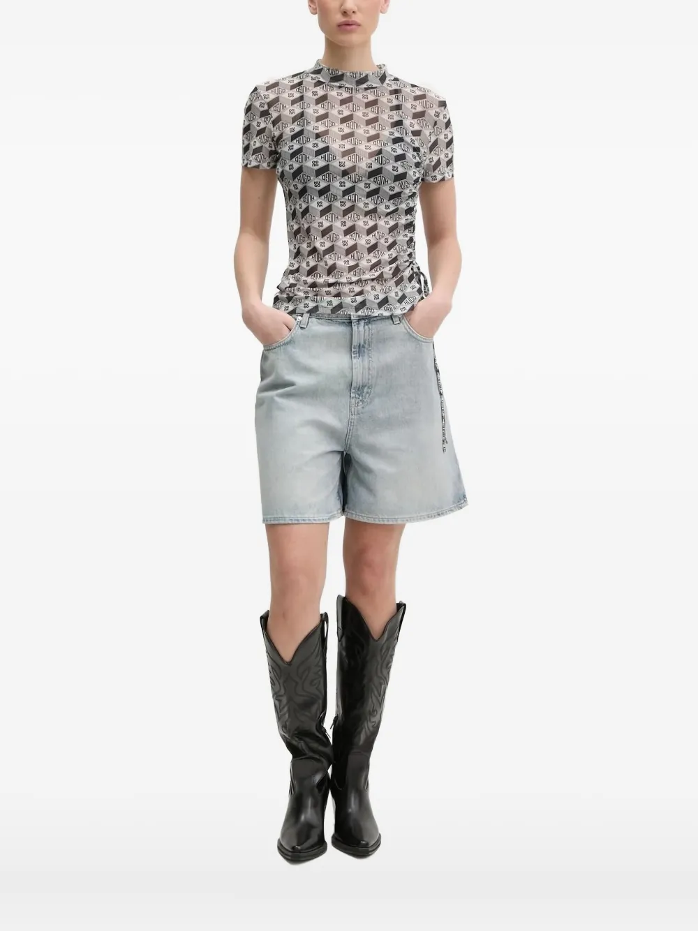 Сетчатая футболка с логотипом Hugo, серый
Сетчатая футболка с логотипом Hugo, серый