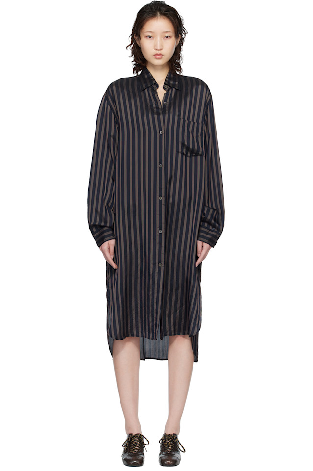 Платье-Миди в виде рубашки Dries Van Noten, темно-синий
Платье-Миди в виде рубашки Dries Van Noten, темно-синий