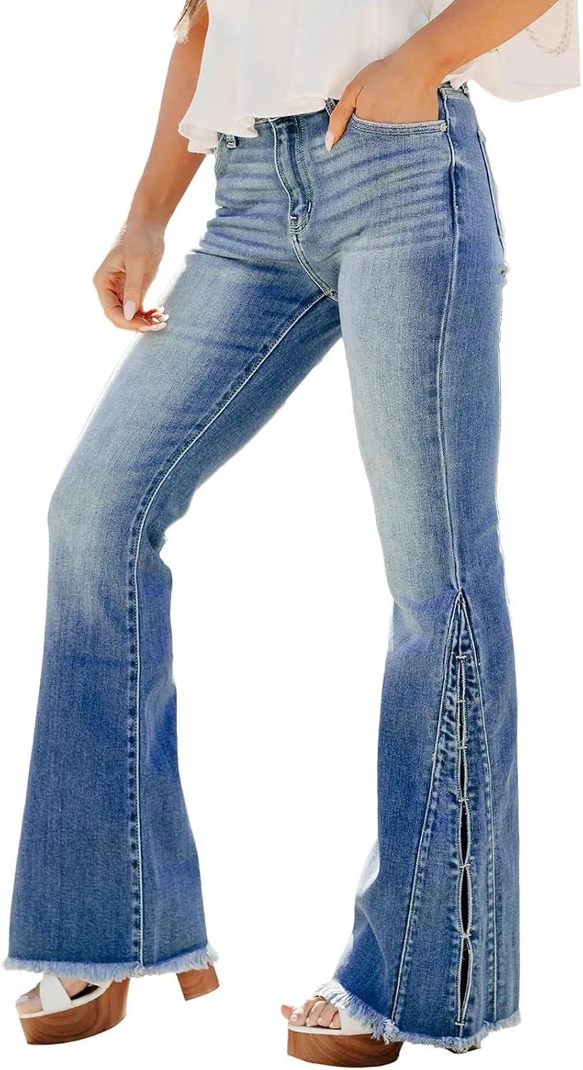 Джинсы-клеш для женщин High Waisted с потертостями и рваным краем Xadsfeel
Джинсы-клеш для женщин High Waisted с потертостями и рваным краем Xadsfeel