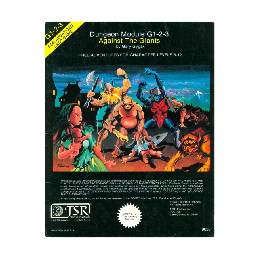 Модуль Against the Giants (3rd Printing), Advanced Dungeons & Dragons (1st Edition) - Modules & Adventures - D, G & Q Series 
Модуль Against the Giants (3rd Printing), Advanced Dungeons & Dragons (1st Edition) - Modules & Adventures - D, G & Q Series