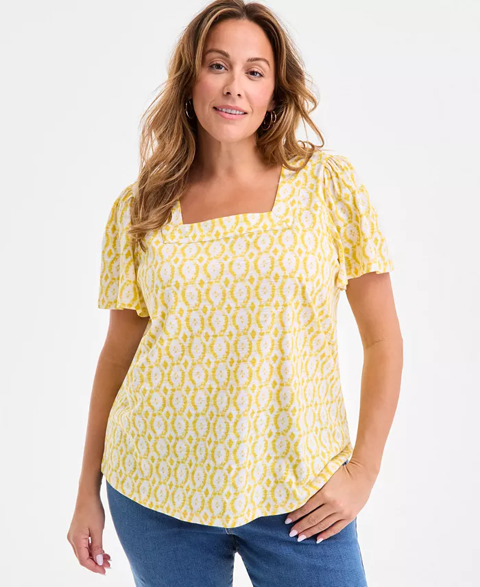 Плюс сайз топ с принтом и квадратным вырезом, короткий рукав Style & Co, желтый
Плюс сайз топ с принтом и квадратным вырезом, короткий рукав Style & Co, желтый