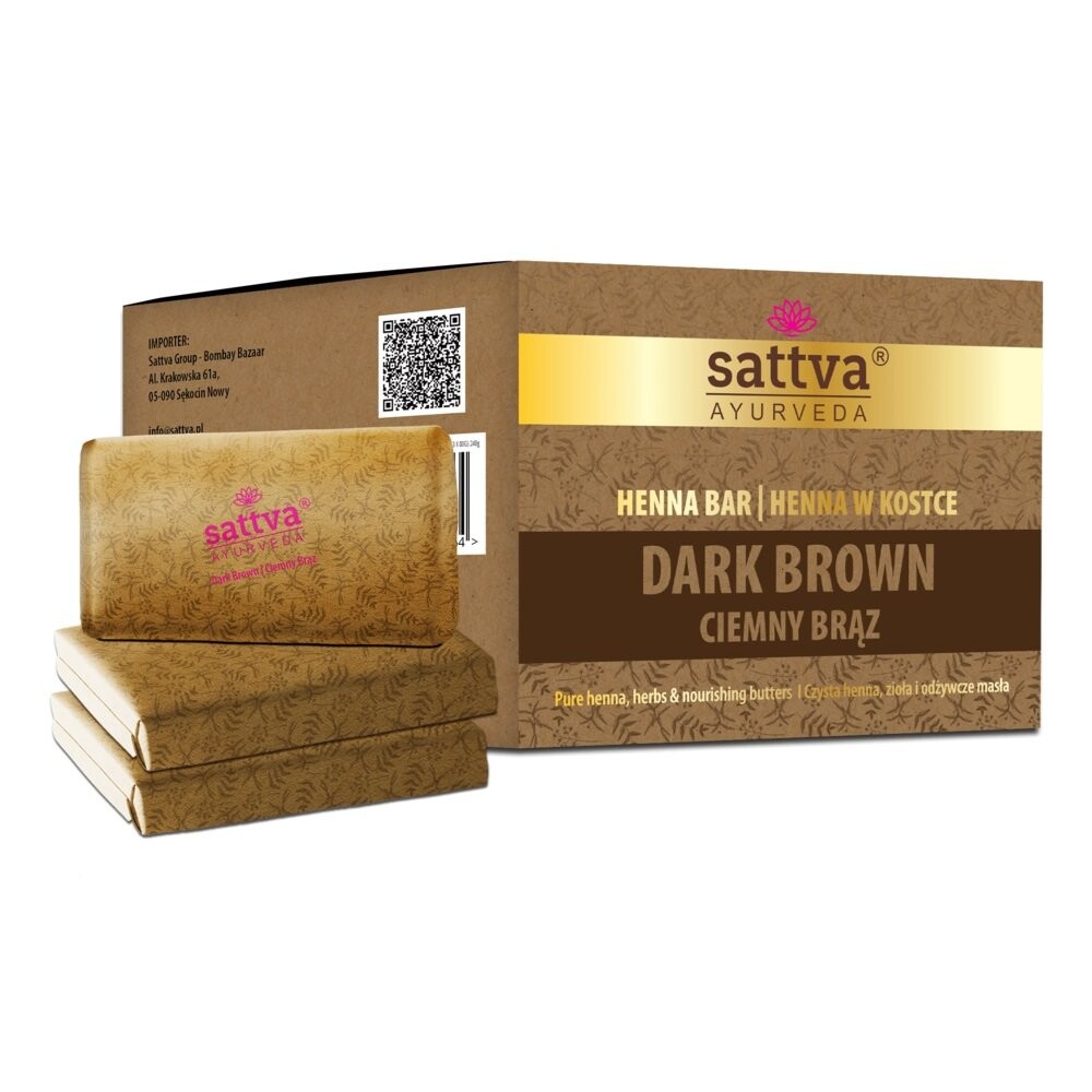 Sattva, Ayurveda Henna Bar кубик хны Темно-коричневый 3х80г
Sattva, Ayurveda Henna Bar кубик хны Темно-коричневый 3х80г