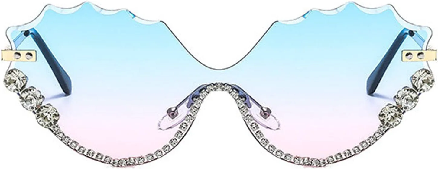 Willochra Модные солнцезащитные очки «кошачий глаз» с бриллиантами для женщин, без оправы, со стразами, полуободковые, для вечеринок, с блестками, Blue Pink
Willochra Модные солнцезащитные очки «кошачий глаз» с бриллиантами для женщин, без оправы, со стразами, полуободковые, для вечеринок, с блестками, Blue Pink