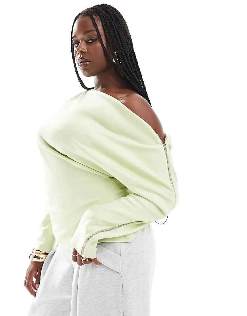 Топ с открытыми плечами и молнией зеленого цвета ASOS
Топ с открытыми плечами и молнией зеленого цвета ASOS