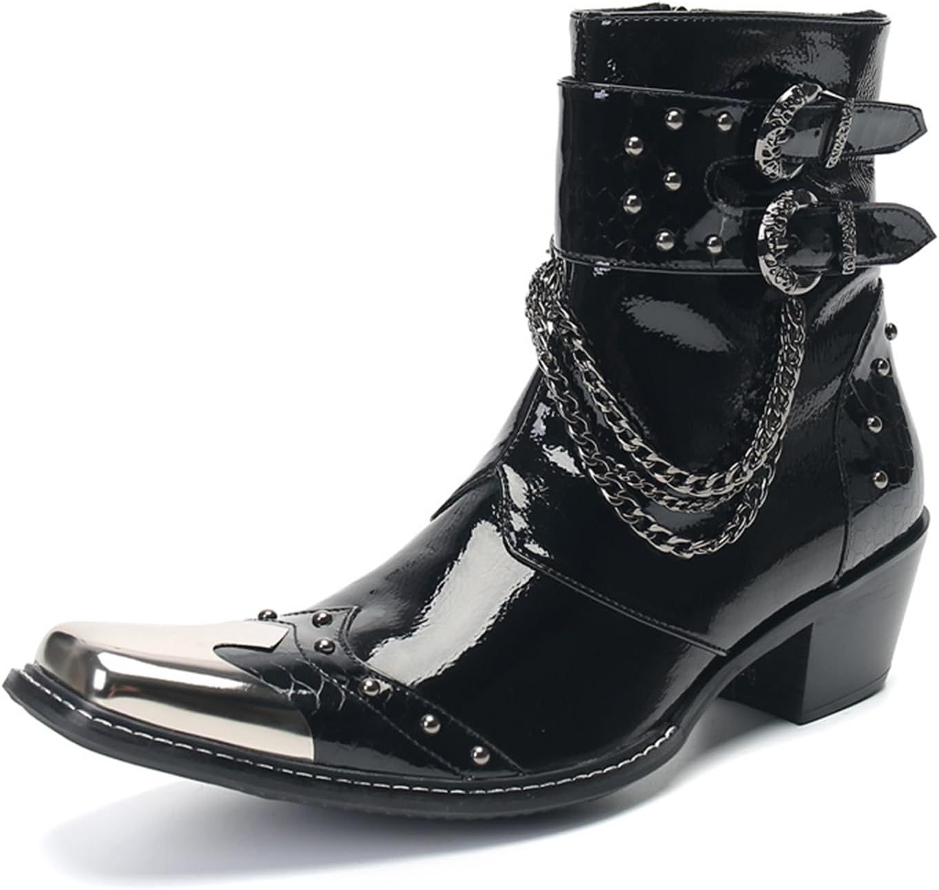 Мужские ботинки CHUUMEE с ремнем, шипами, ковбойские, с металлическим заостренным носком, ботинки до щиколотки, модные западные мотоциклетные ботинки, черный
Мужские ботинки CHUUMEE с ремнем, шипами, ковбойские, с металлическим заостренным носком, ботинки до щиколотки, модные западные мотоциклетные ботинки, черный