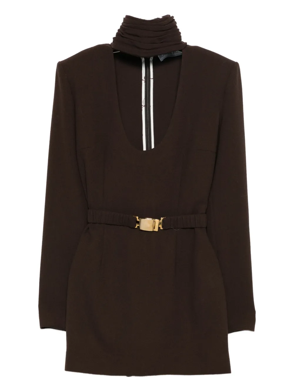 Мини-платье с высоким воротом и поясом Rowen Rose, коричневый
Мини-платье с высоким воротом и поясом Rowen Rose, коричневый