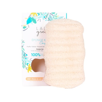 2-в-1 Конжаковая губка для тела с ореховой косточкой Lady Green
2-в-1 Конжаковая губка для тела с ореховой косточкой Lady Green