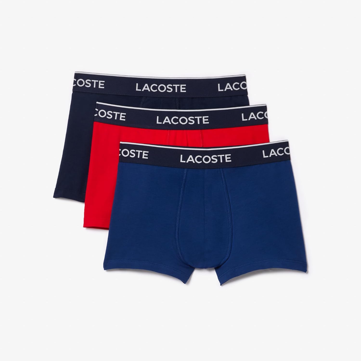 Lacoste мужские хлопковые трусы с эластичной триколорной резинкой, 3 шт, Navy/Red/Blue
Lacoste мужские хлопковые трусы с эластичной триколорной резинкой, 3 шт, Navy/Red/Blue