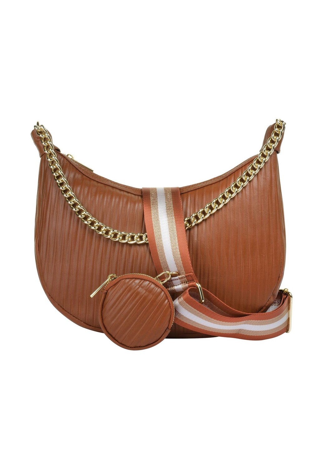 Сумка через плечо, натуральная кожа, производство Италия Cluty, цвет Cognac