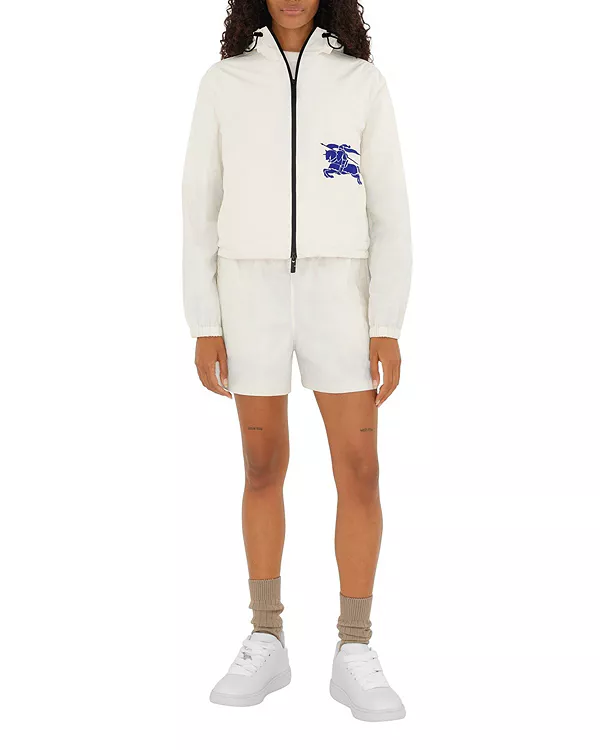 Укороченная нейлоновая куртка с капюшоном Burberry, белый
Укороченная нейлоновая куртка с капюшоном Burberry, белый