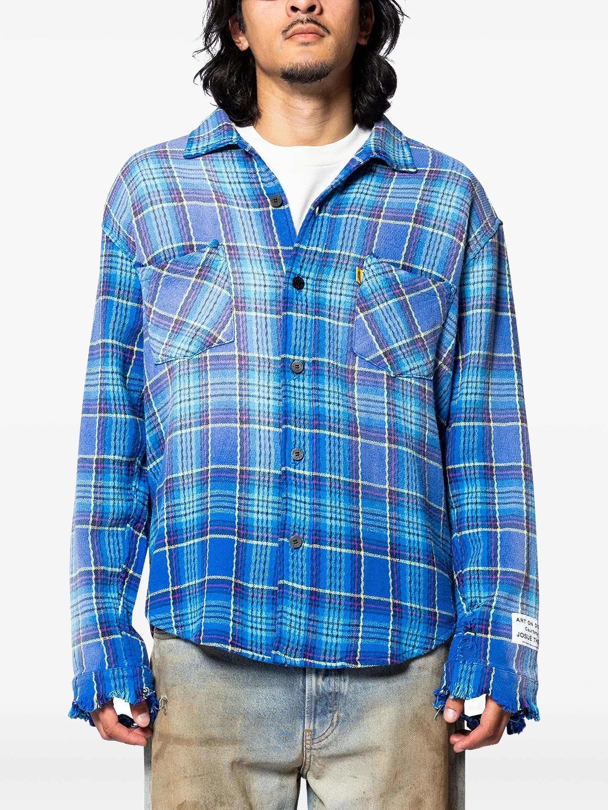 Клетчатая рубашка с бахромой Enfants Riches Déprimés, синий
Клетчатая рубашка с бахромой Enfants Riches Déprimés, синий