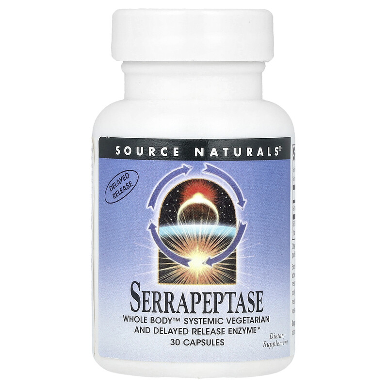 Source Naturals, Серрапептаза, 120 000 SPU, 30 капсул (60 000 SPU в 1 капсуле)
Source Naturals, Серрапептаза, 120 000 SPU, 30 капсул (60 000 SPU в 1 капсуле)