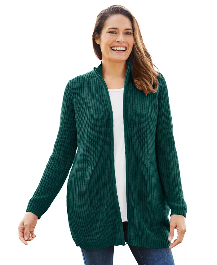 Плюс сайз кардиган на молнии спереди в стиле шейкер Woman Within, зеленый
Плюс сайз кардиган на молнии спереди в стиле шейкер Woman Within, зеленый