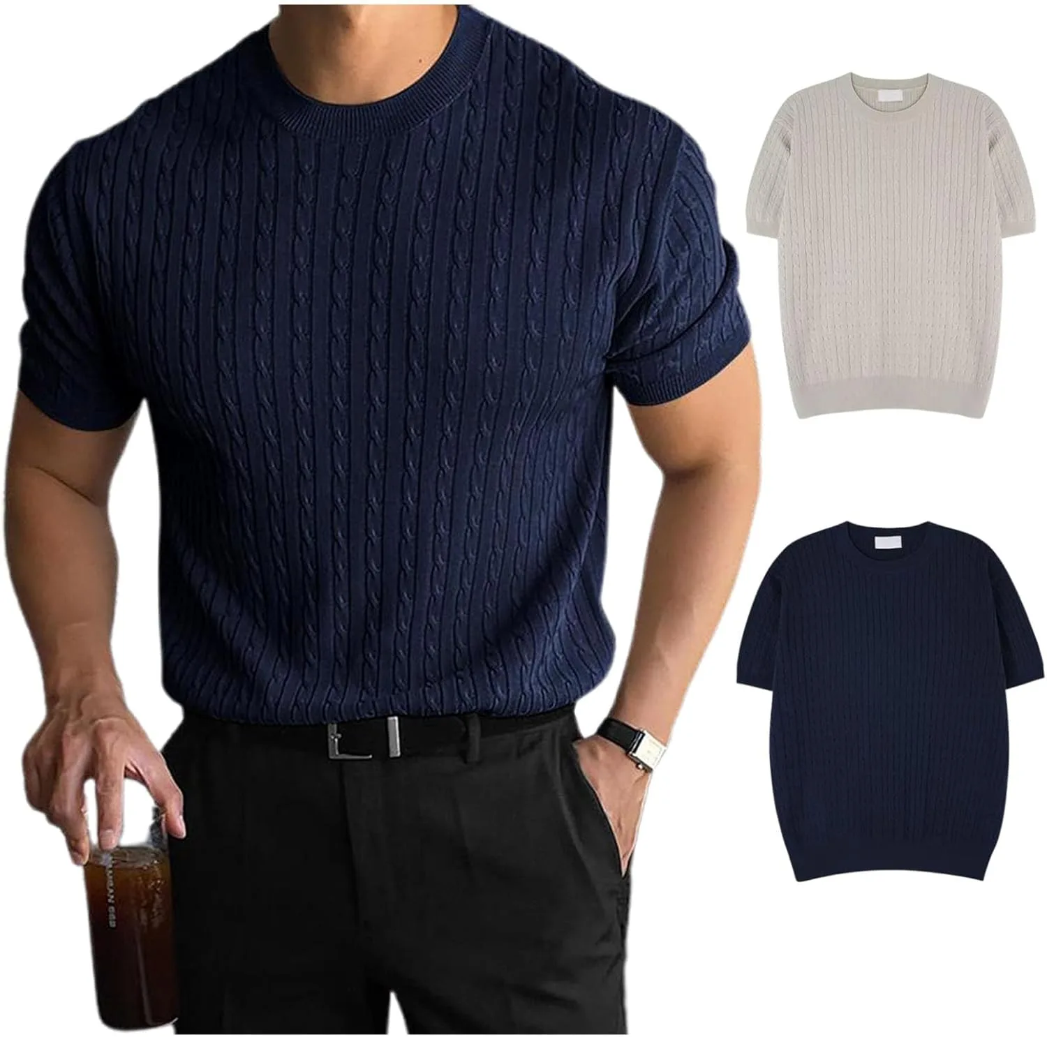 Мужской свитер с круглым вырезом и кабельным узором Vujodi
Мужской свитер с круглым вырезом и кабельным узором Vujodi