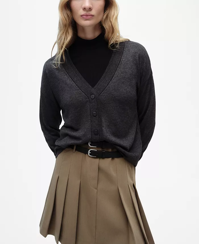 Женский вязаный кардиган с V-образным вырезом MANGO, серый
Женский вязаный кардиган с V-образным вырезом MANGO, серый