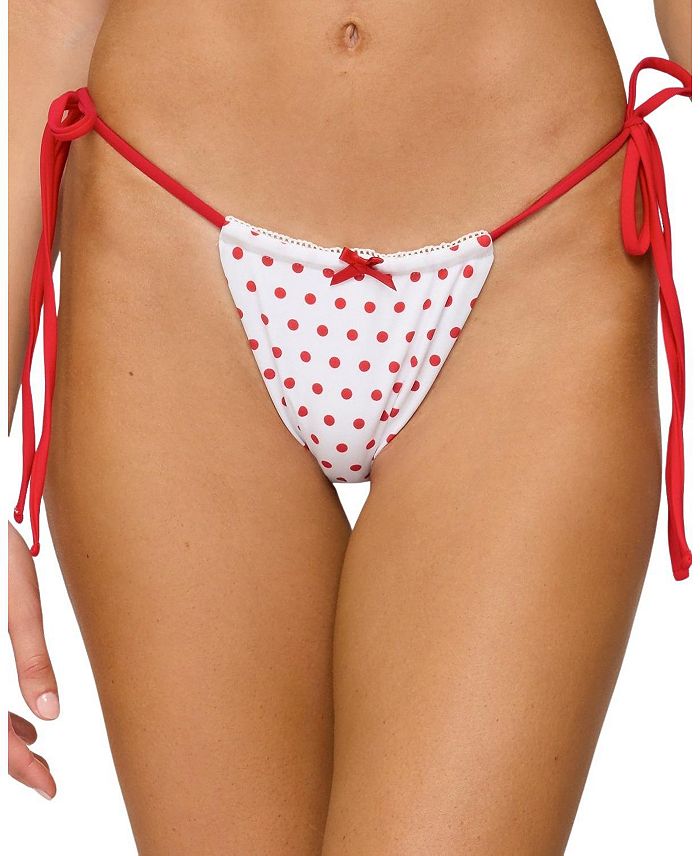 Низ бикини Leigh в горошек на завязках Edikted, белый 
Низ бикини Leigh в горошек на завязках Edikted, белый