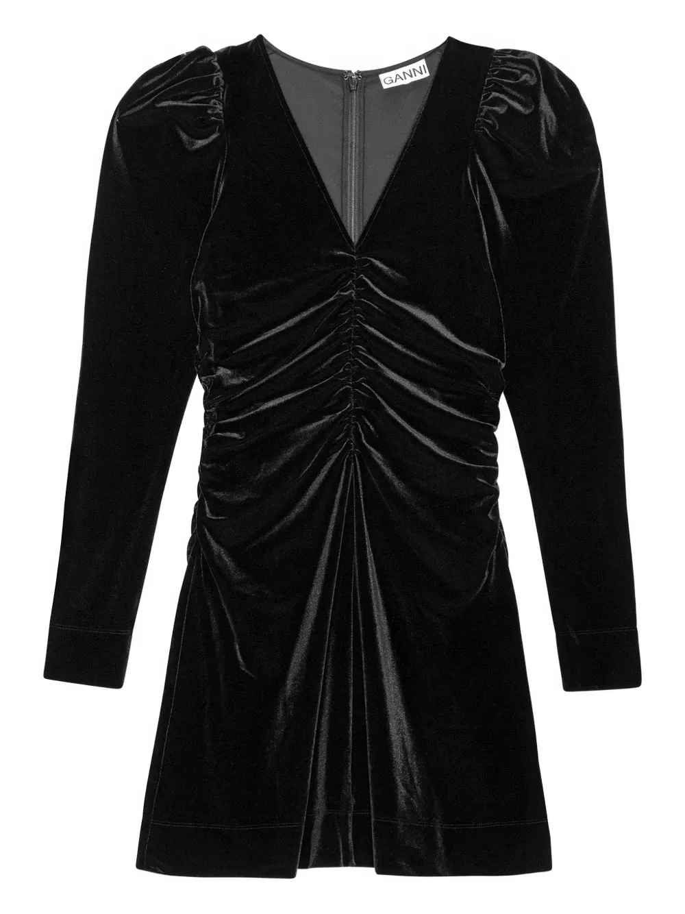 Платье с длинными рукавами и сборками Ganni, черный
Платье с длинными рукавами и сборками Ganni, черный