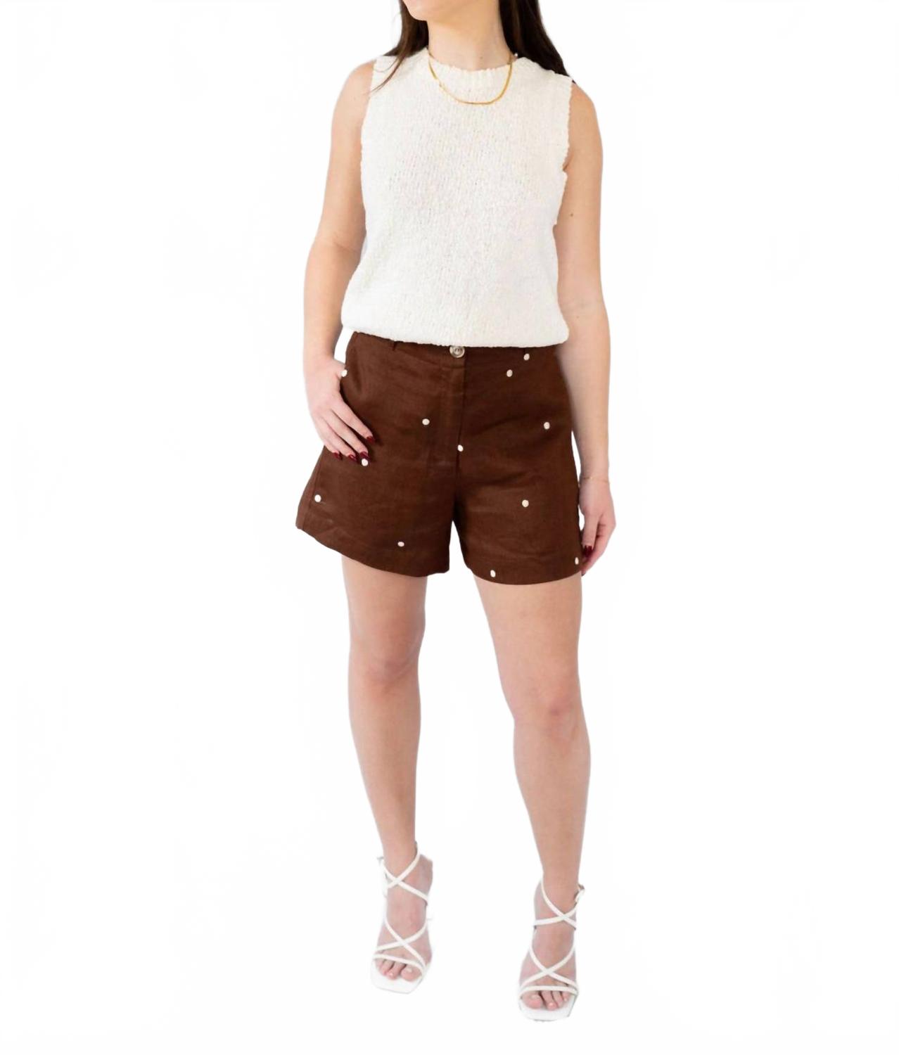 Брюки-шорты с вышивкой в горошек, коричневые Little lies
Брюки-шорты с вышивкой в горошек, коричневые Little lies