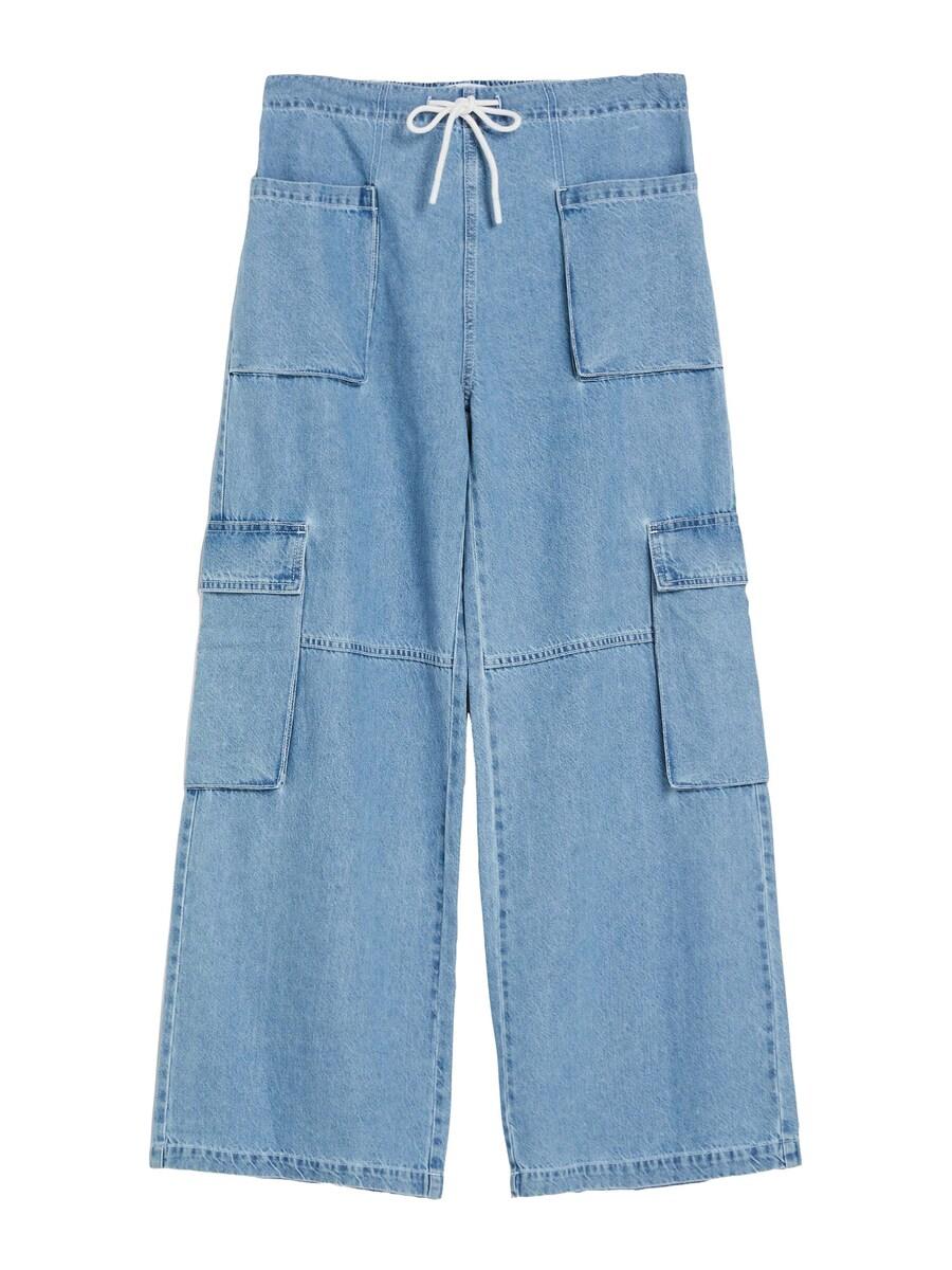 Широкие джинсы-карго Bershka, синий деним
Широкие джинсы-карго Bershka, синий деним