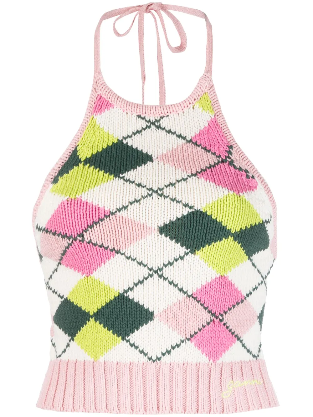 Укороченный топ с узором аргайл GANNI, розовый
Укороченный топ с узором аргайл GANNI, розовый