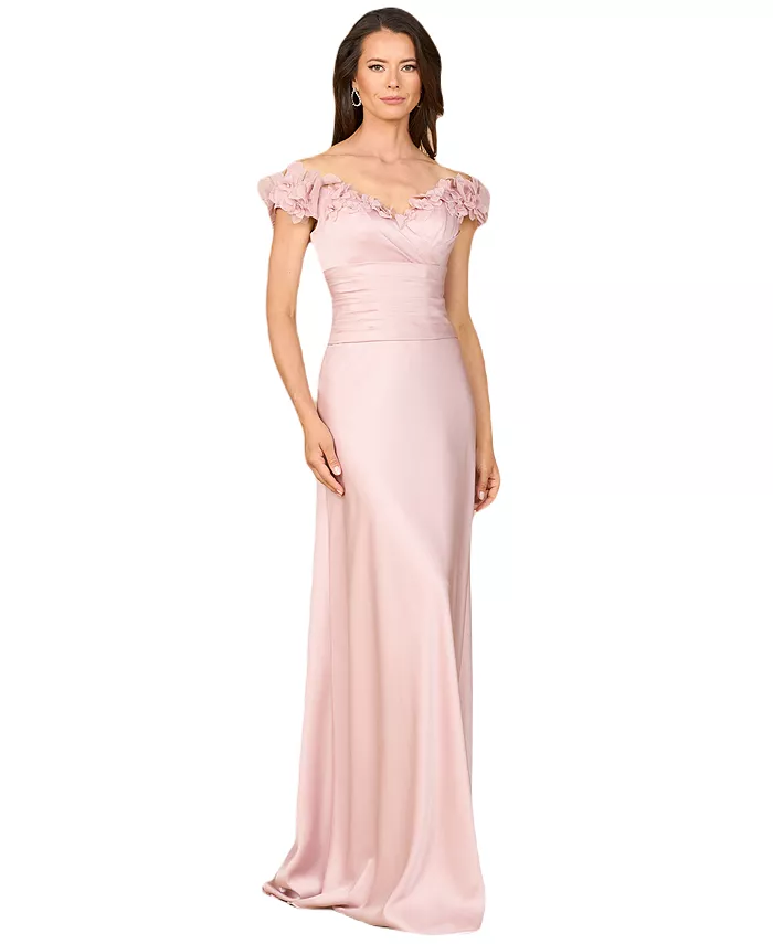 Женское атласное платье с открытыми плечами Lara, розовый 
Женское атласное платье с открытыми плечами Lara, розовый