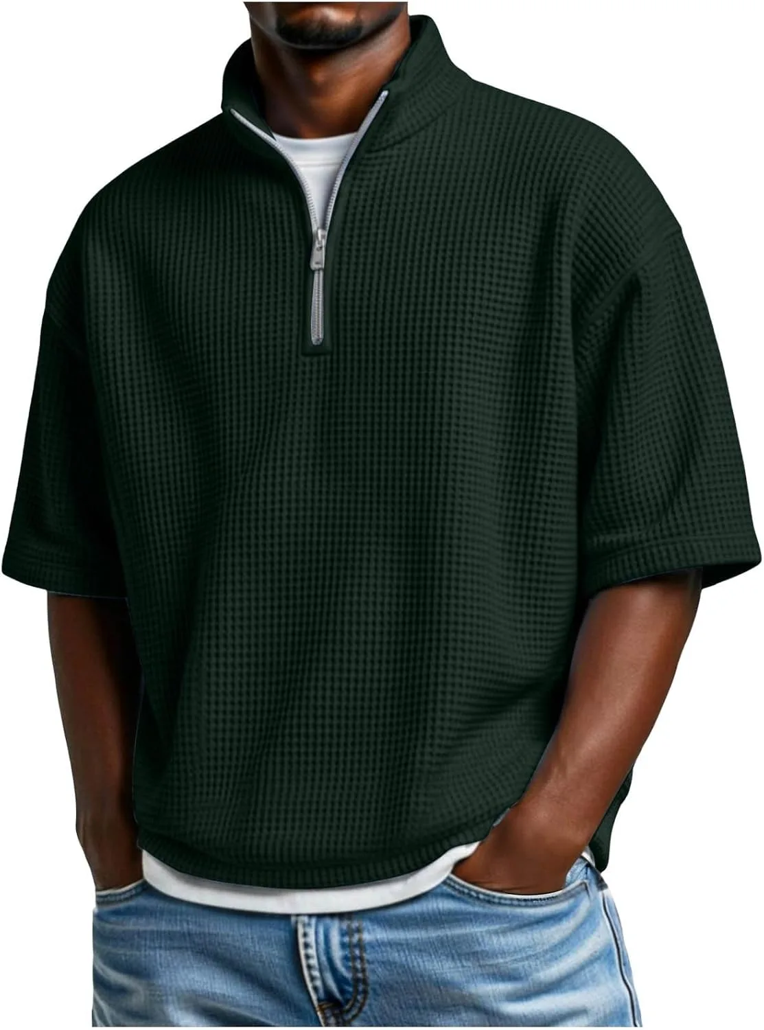 Мужская футболка-полузип с вафельной текстурой Sdeycui
Мужская футболка-полузип с вафельной текстурой Sdeycui