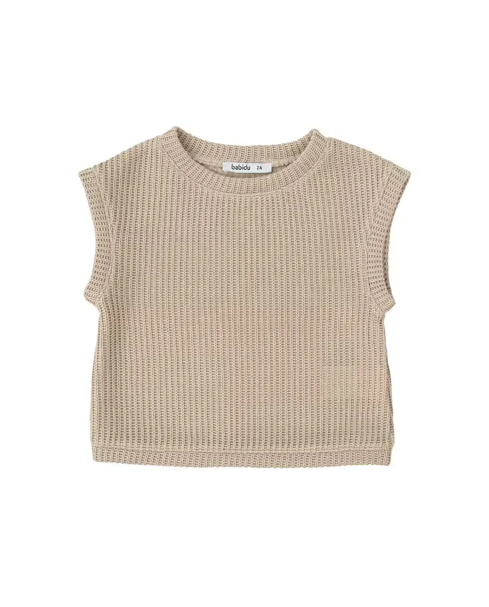 Жилет для девочки из трикотажного полотна с круглым вырезом BABIDÚ, бежевый
Жилет для девочки из трикотажного полотна с круглым вырезом BABIDÚ, бежевый