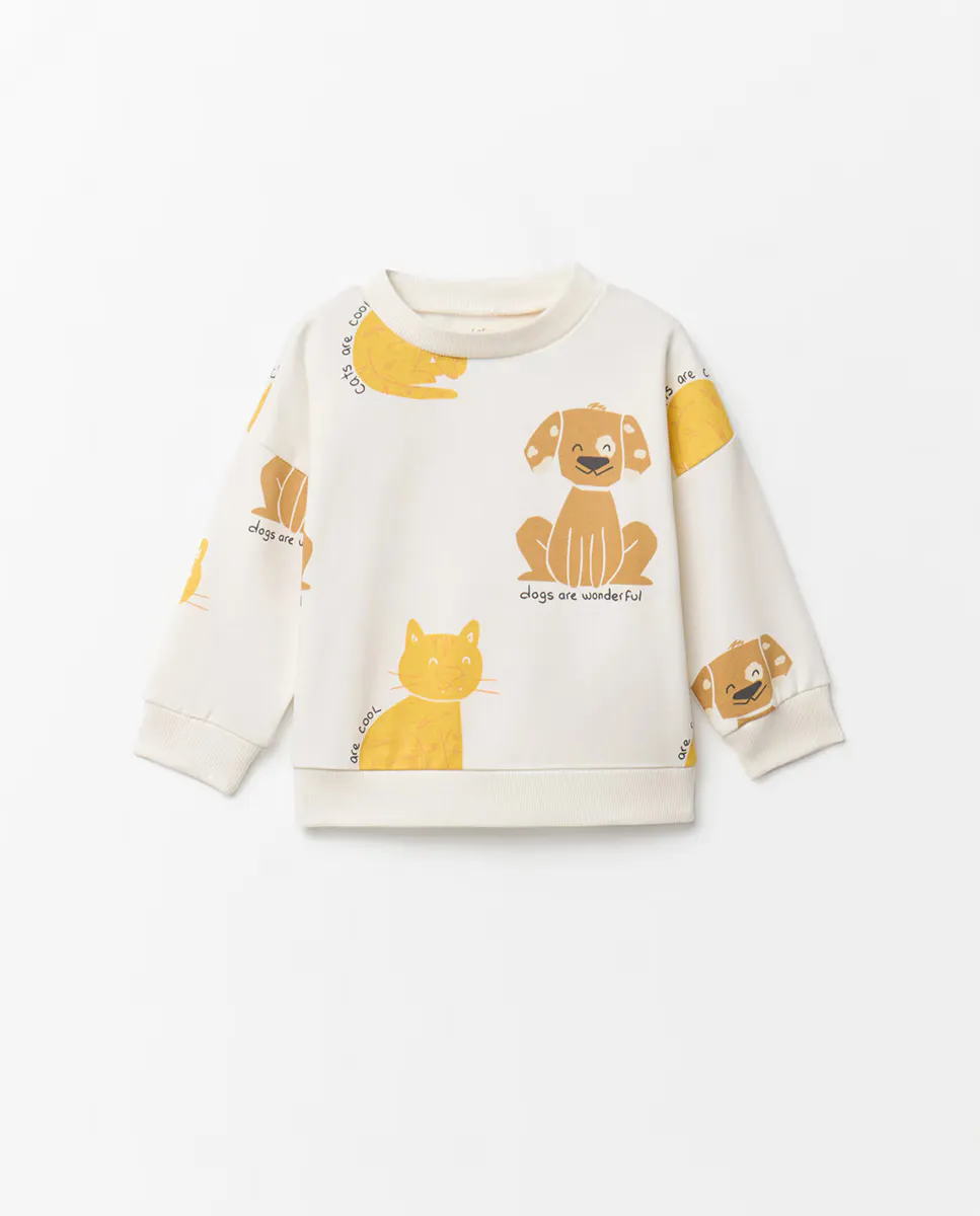 Свитшот с принтом собак Sfera, цвет Crudo 
Свитшот с принтом собак Sfera, цвет Crudo