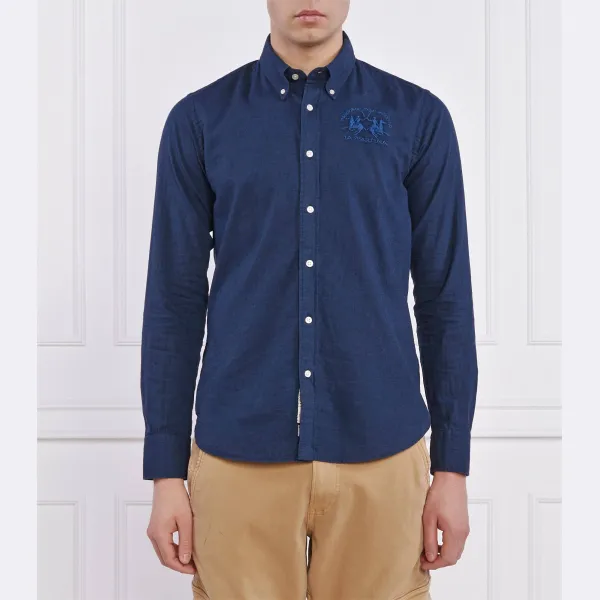 Рубашка приталенного кроя с добавлением белья La Martina, синий
Рубашка приталенного кроя с добавлением белья La Martina, синий