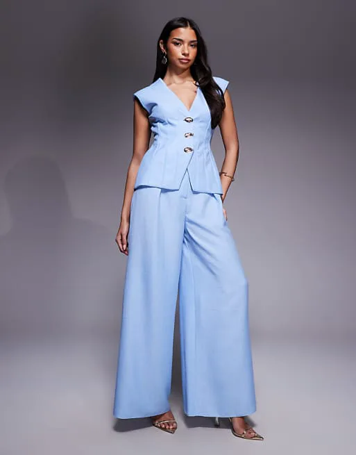 Синие льняные брюки комбинезона ASOS LUXE
Синие льняные брюки комбинезона ASOS LUXE