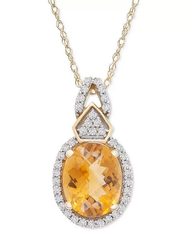Ожерелье с подвеской 18 дюймов из 14-каратного золота с цитрином (2-1/3 карата) и бриллиантом (1/5 карата) Macy'S, citrine
Ожерелье с подвеской 18 дюймов из 14-каратного золота с цитрином (2-1/3 карата) и бриллиантом (1/5 карата) Macy'S, citrine