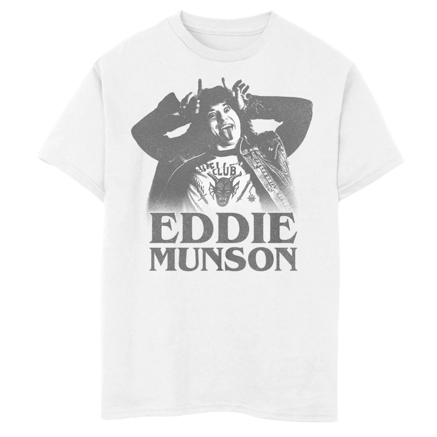 Футболка с рисунком Eddie Horns BW для мальчиков 8–20 лет «Очень странные дела» Licensed Character
Футболка с рисунком Eddie Horns BW для мальчиков 8–20 лет «Очень странные дела» Licensed Character