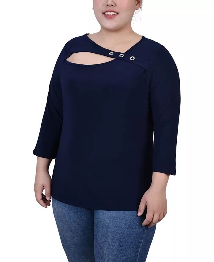 Топ больших размеров с вырезом на рукавах 3/4 NY Collection, синий
Топ больших размеров с вырезом на рукавах 3/4 NY Collection, синий