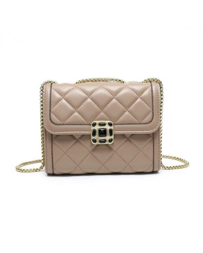 Сумка через плечо с 3 отделениями и стеганым узором в клетку Suqare, украшенная бисером JFY, хаки 
Сумка через плечо с 3 отделениями и стеганым узором в клетку Suqare, украшенная бисером JFY, хаки