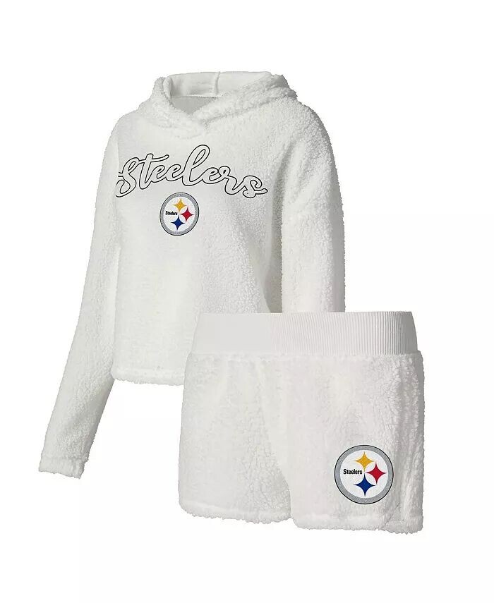 Женский белый пушистый пуловер, свитшот и шорты Pittsburgh Steelers, комплект для сна Concepts Sport, белый
Женский белый пушистый пуловер, свитшот и шорты Pittsburgh Steelers, комплект для сна Concepts Sport, белый
