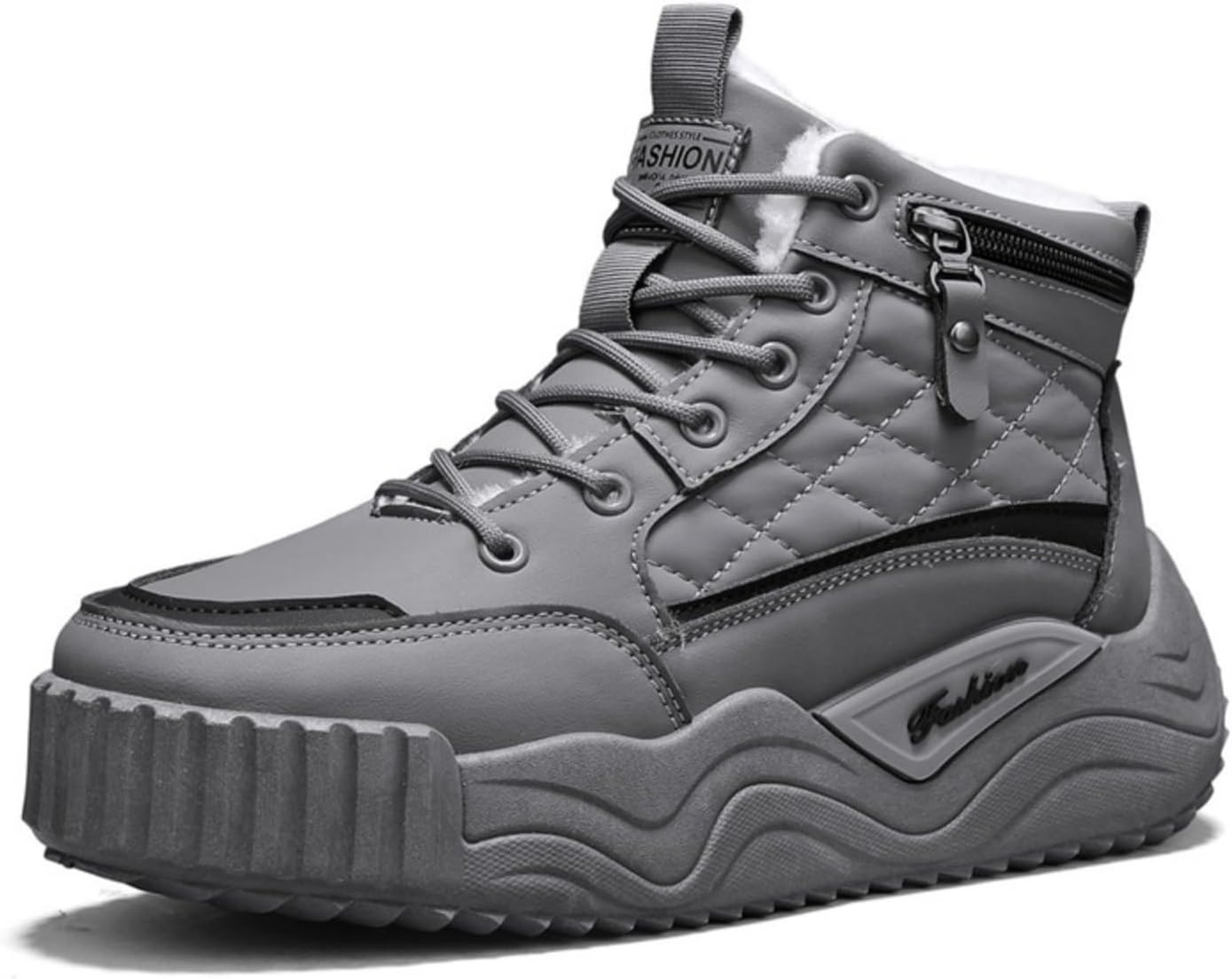 Мужские зимние ботинки Khwfjas с высокими голенищами, стеганым флисовым подкладом, серый
Мужские зимние ботинки Khwfjas с высокими голенищами, стеганым флисовым подкладом, серый