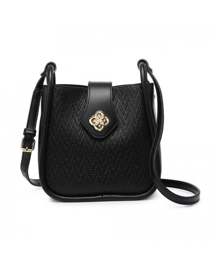 Сумка через плечо в форме цветка с клапаном на поворотной застежке JFY, черный