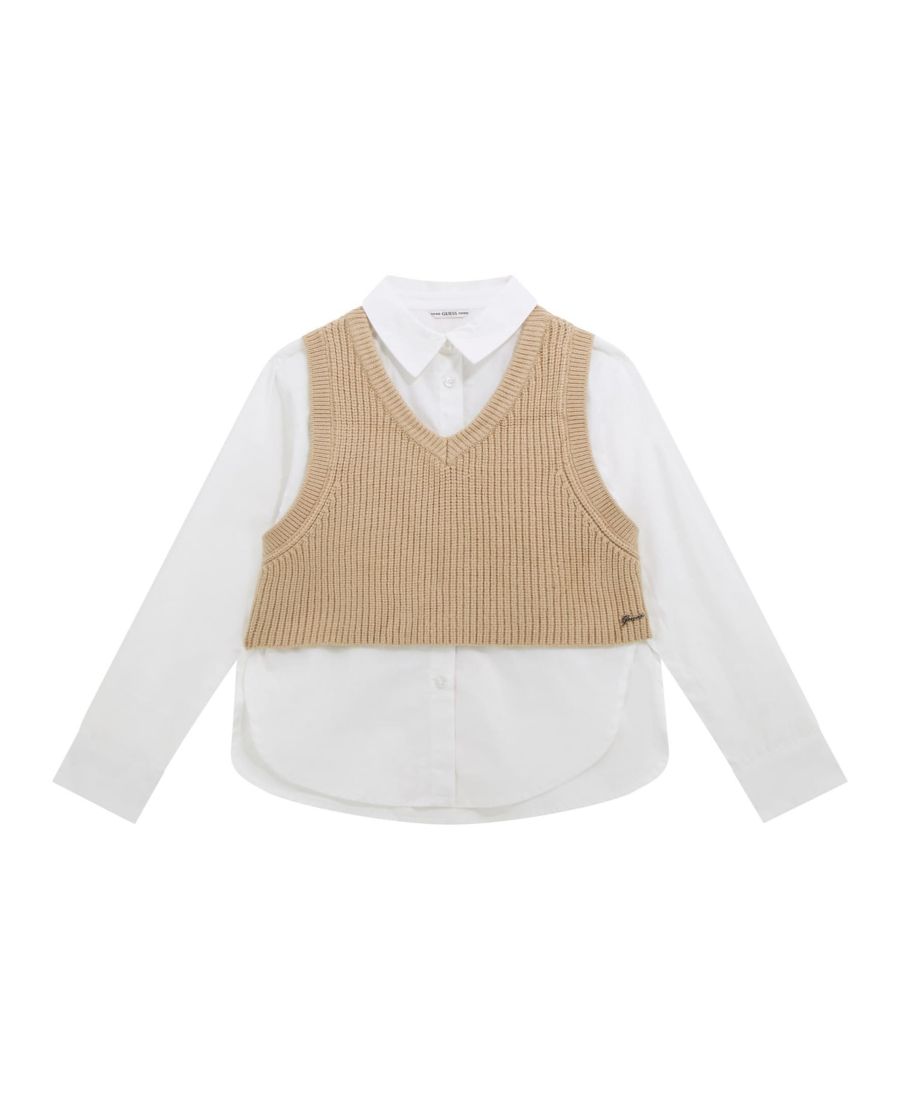 Рубашка из поплина для девочек 7-16 лет с жилетом-свитером GUESS, White/Beige
Рубашка из поплина для девочек 7-16 лет с жилетом-свитером GUESS, White/Beige