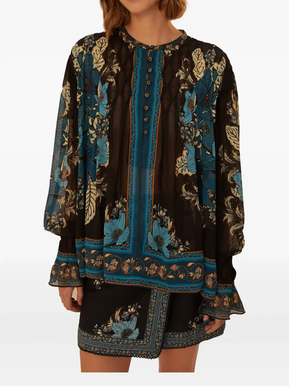 Мини-юбка с цветочным принтом и запахом спереди FARM Rio, синий
Мини-юбка с цветочным принтом и запахом спереди FARM Rio, синий