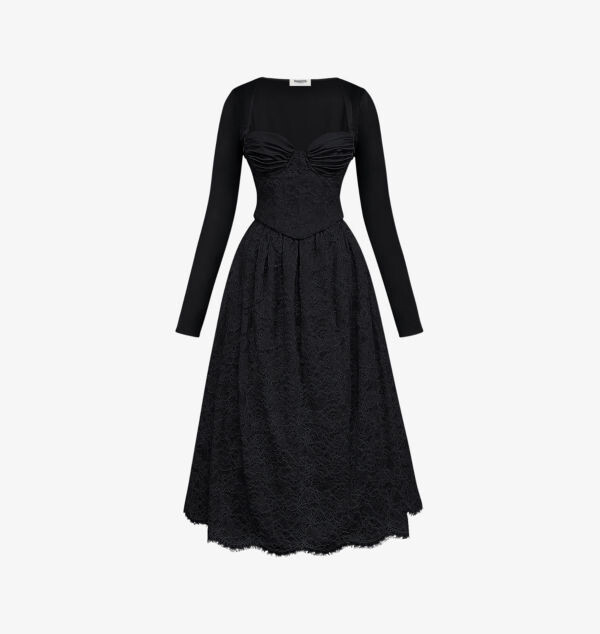 Корсетно-Лифовое кружевное платье-миди от Duchess House Of Cb, черный 
Корсетно-Лифовое кружевное платье-миди от Duchess House Of Cb, черный