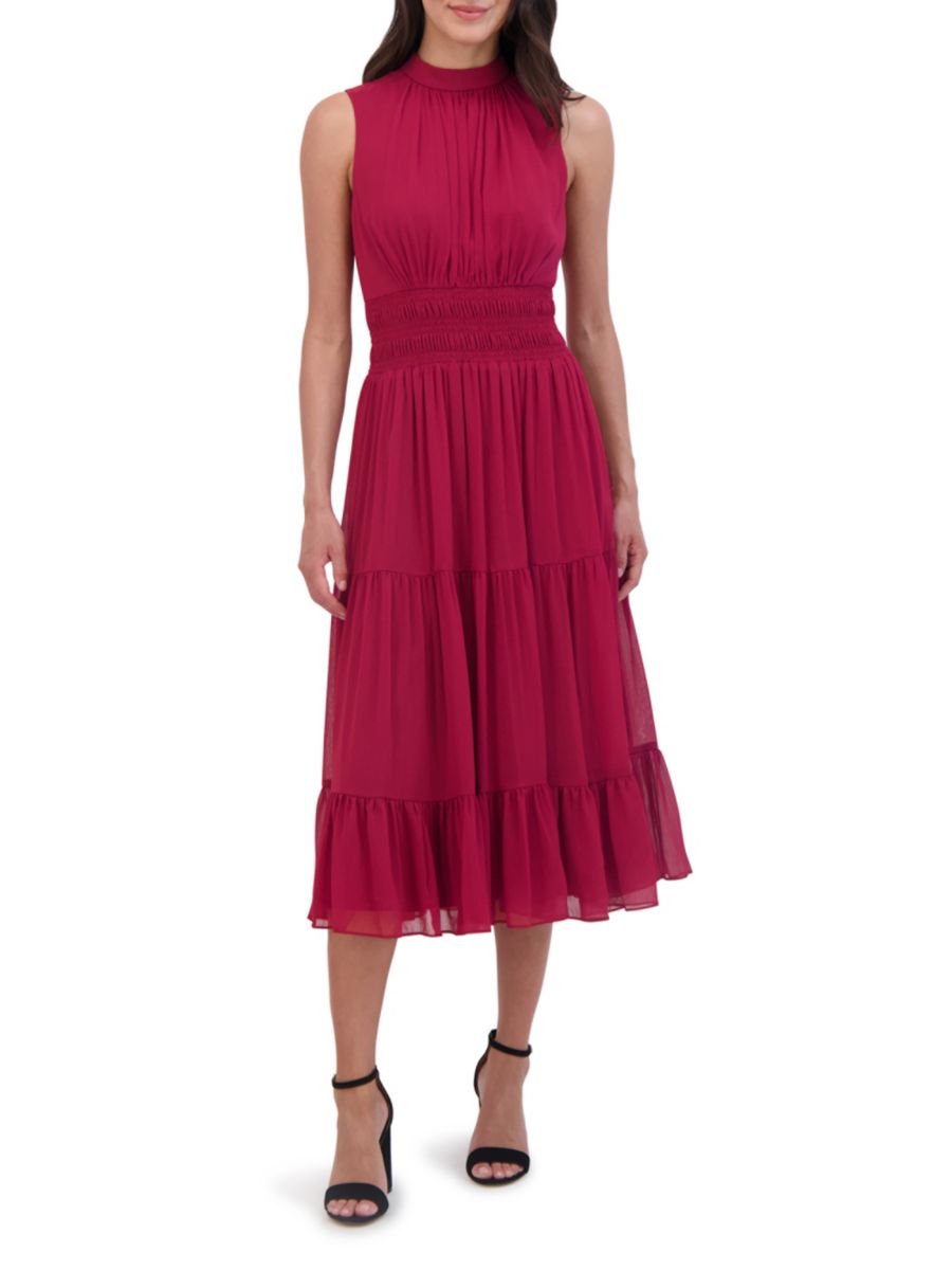 Платье миди из шифона с присборенной талией Vince Camuto, бордовый
Платье миди из шифона с присборенной талией Vince Camuto, бордовый