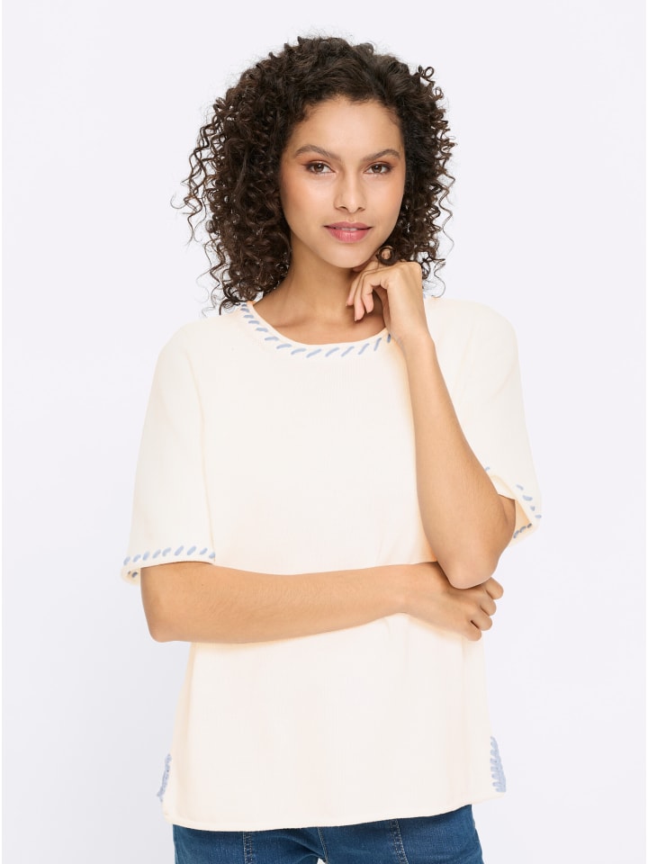 Свитер с короткими рукавами белого и светло-голубого цветов Heine
Свитер с короткими рукавами белого и светло-голубого цветов Heine