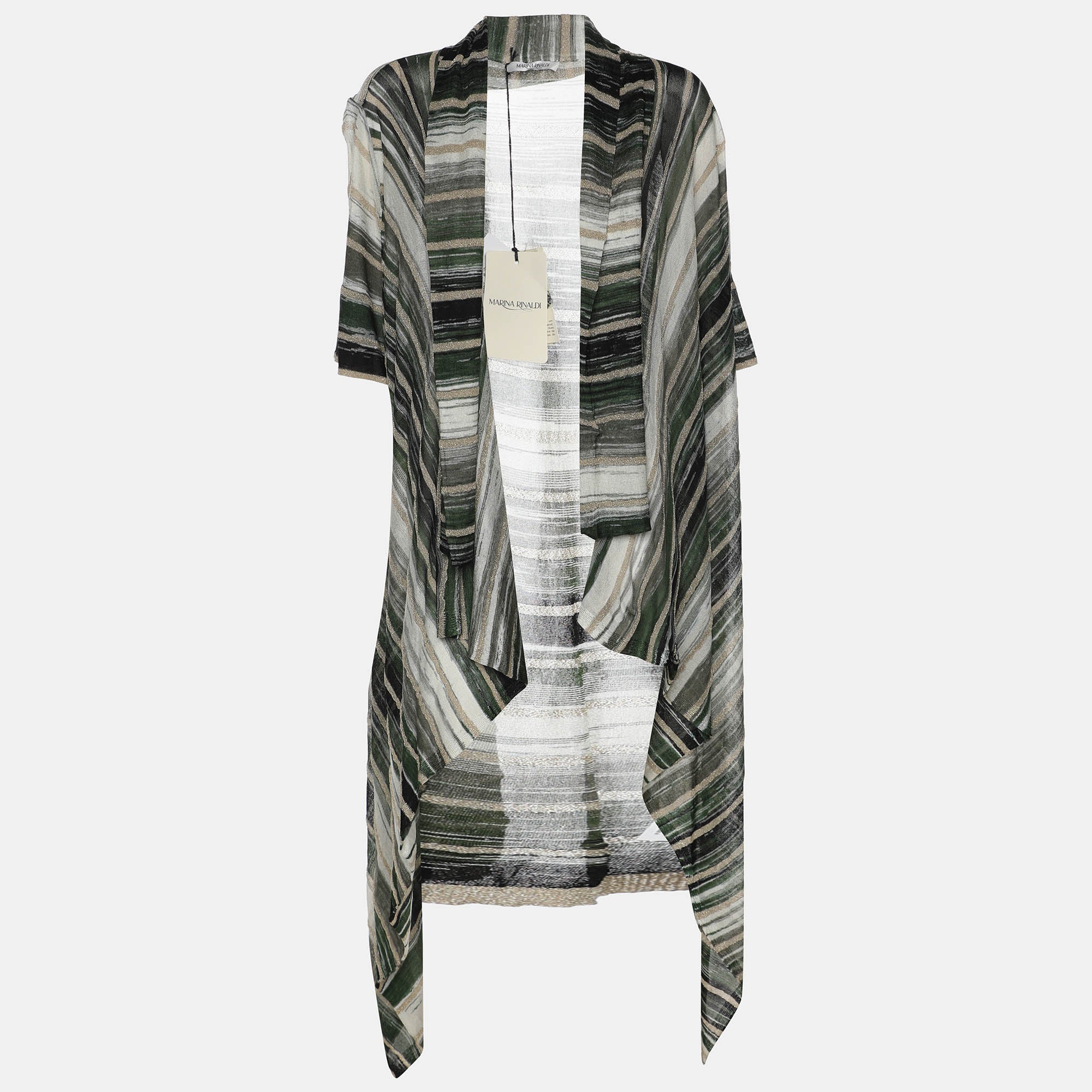 424 Кардиган Marina Rinaldi из эластичной люрексовой вязки в разноцветную полоску
424 Кардиган Marina Rinaldi из эластичной люрексовой вязки в разноцветную полоску