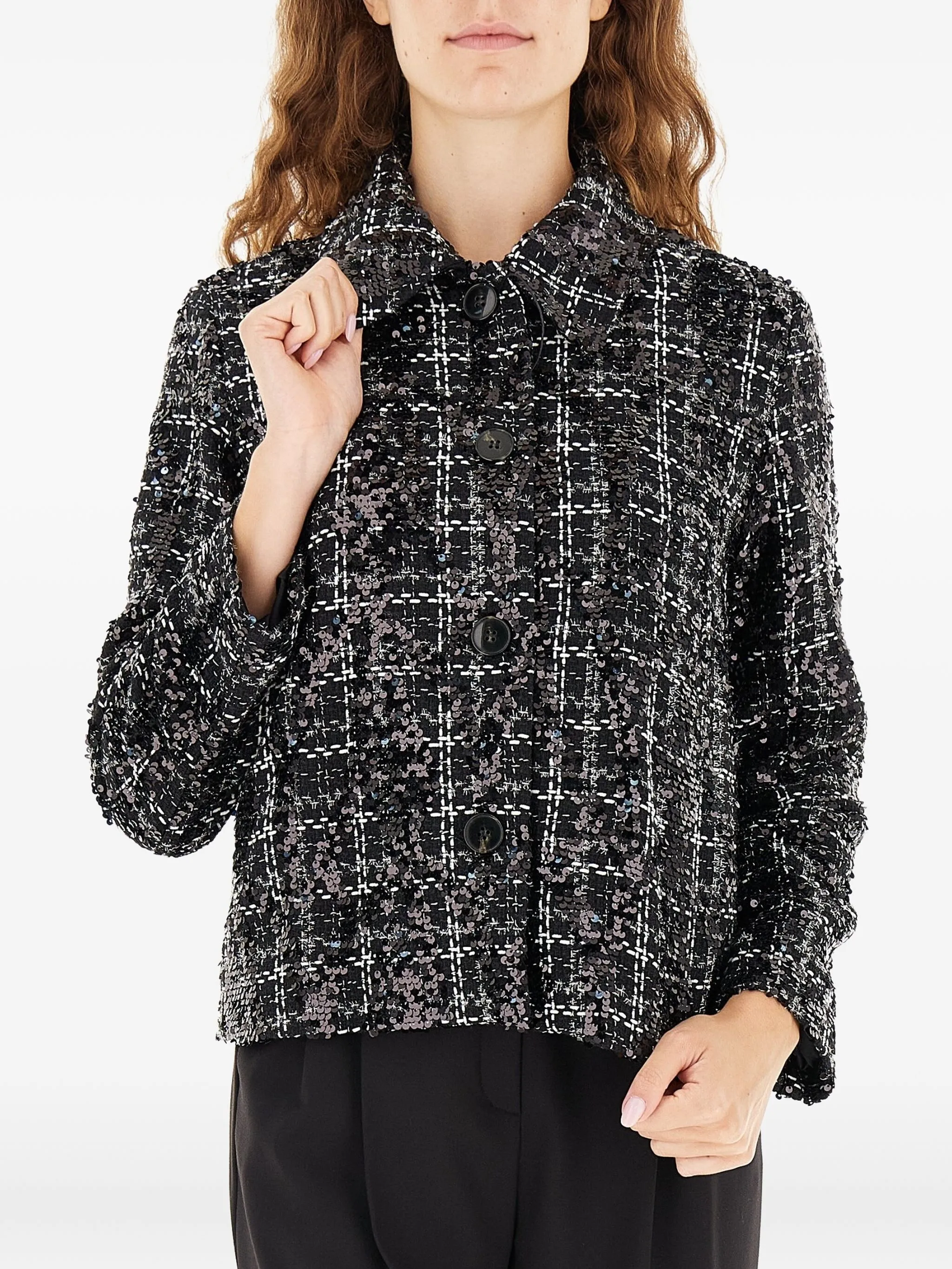 Твидовый жакет с пайетками Marella, черный
Твидовый жакет с пайетками Marella, черный