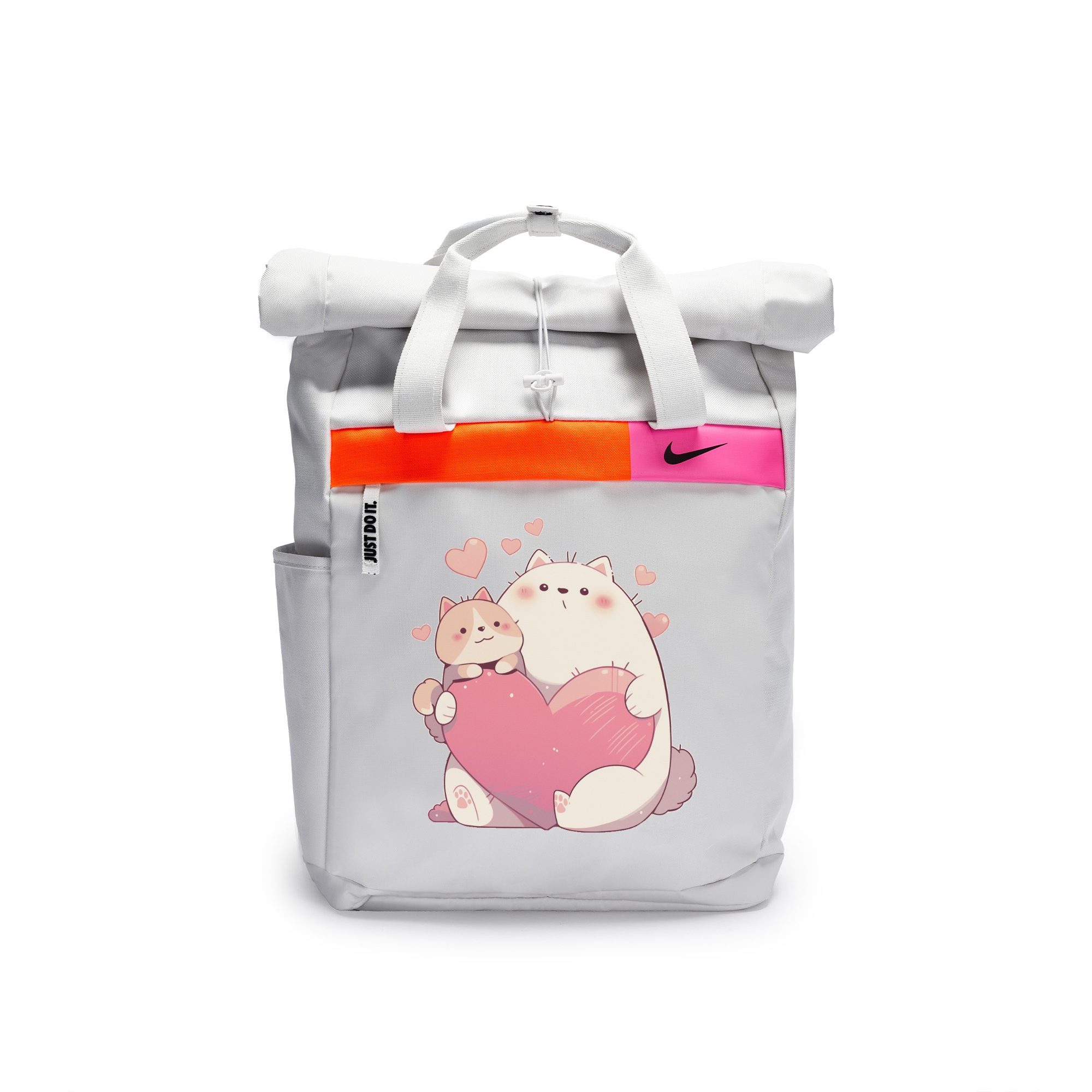 Nike Полиэстеровый граффити рюкзак повседневный унисекс светло-серебристый серый, Snuggling Kitten 
Nike Полиэстеровый граффити рюкзак повседневный унисекс светло-серебристый серый, Snuggling Kitten