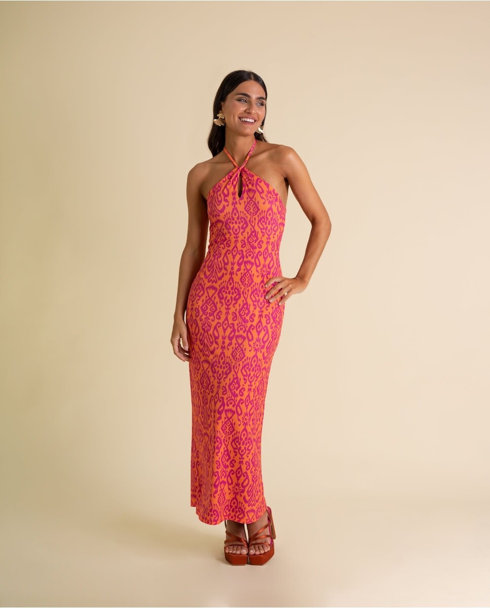 Длинное платье с вырезом-капелькой The-Are, оранжевый 
Длинное платье с вырезом-капелькой The-Are, оранжевый